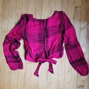 Wild Fable Fuschia Plaid Blouse